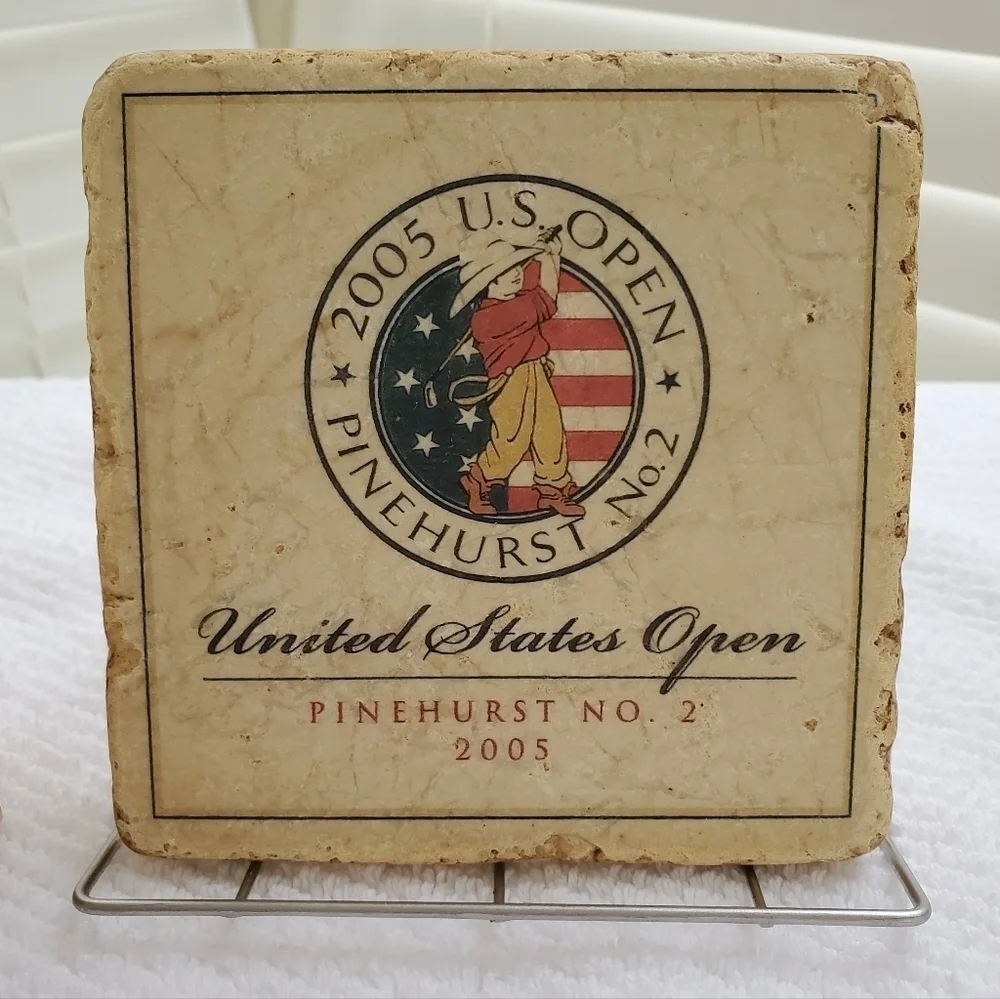 SET of 6 Pinehurst Number #2 2005 US Open Tumbled Marble Coasters